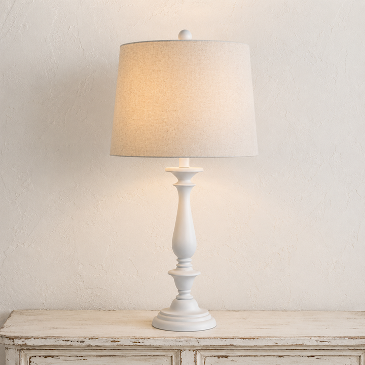 WHITE BUFFET LAMP WITH OATMEAL LAMP 30x36x71cm